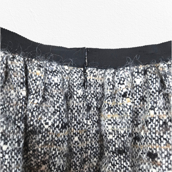 Anna Sui Tweed Bubble Skirt Black White Wool Blend Textured Mini Size 12 XS - Picture 6 of 8